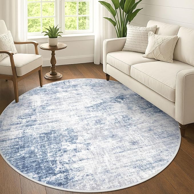 IOHOUZE Abstract Round Area Rug 6 Ft Washable Circle Rugs Large Round Rug Non by iOhouze