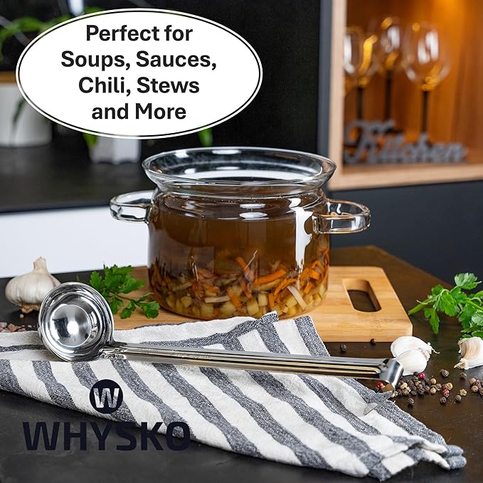 Whysko Soup Ladle Stainless Steel, 2 oz Metal Ladle Spoon, Rustproof Heat - Image 3