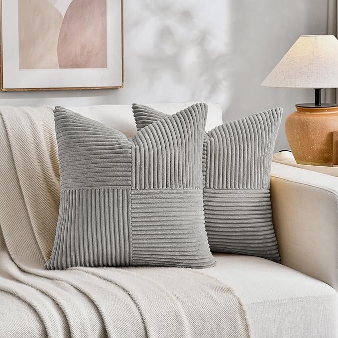 Fancy Homi 2 Packs Grey Samll Decorative Throw Pillow Covers 14x14 Inch - Image 5