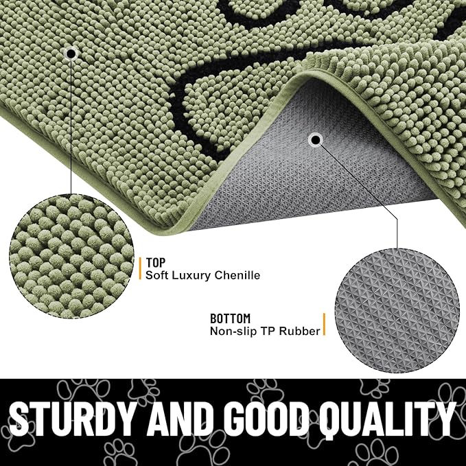 Smiry Dog Door Mat for Muddy Paws, Absorbent Dirt Trapper Non Slip Quick Dry - Image 4