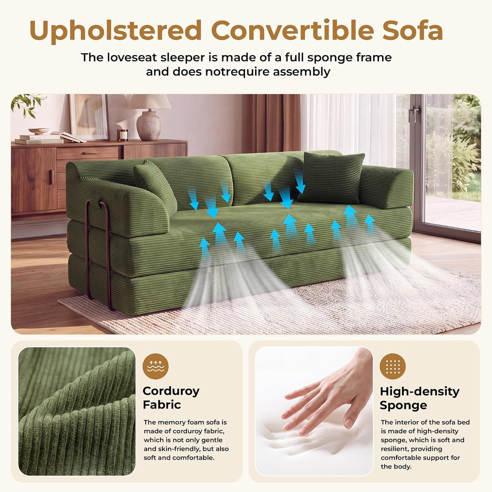 79'' Convertible Futon Sofa Bed, Boneless Couches for Living Room