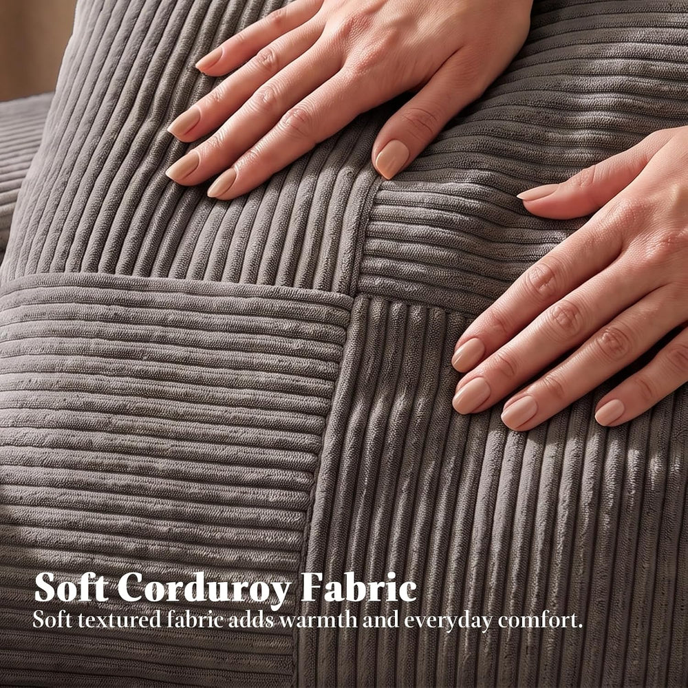 79.5" Convertible Floor Sofa Bed, 5-In-1 Corduroy Futon Couch, No Assembly