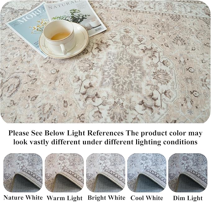 Washable 3x8 Kitchen Runner Rug: Indoor Oriental Hallway Carpet Low-Pile Stain - Image 3