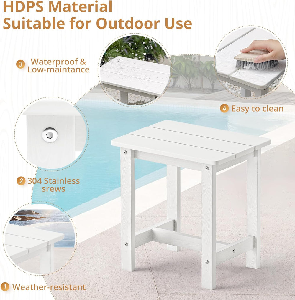 LUE BONA Outdoor Side Table, HDPS Small Outdoor Adirondack Side Tables, Outsi...