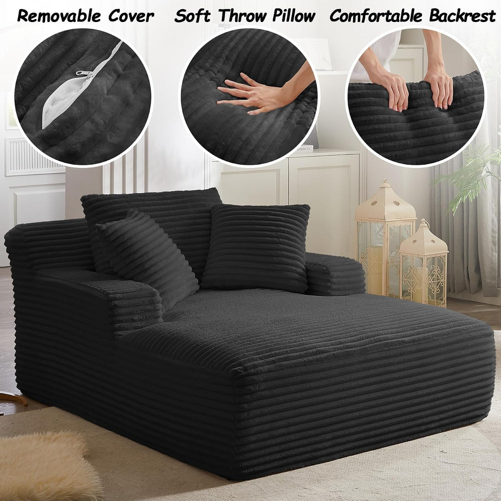 67 Inch Boneless Couch, Oversized Chaise Lounge Sofa, Corduroy Chaise Lounge ...