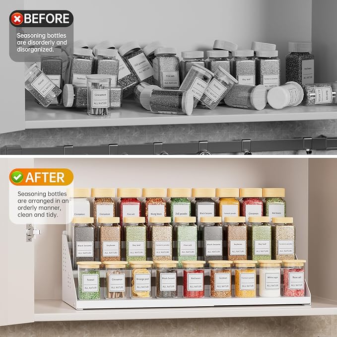 RCHYFEED Spice Rack Organizer for Cabinet, Expandable 3 Tiered Spice Rack