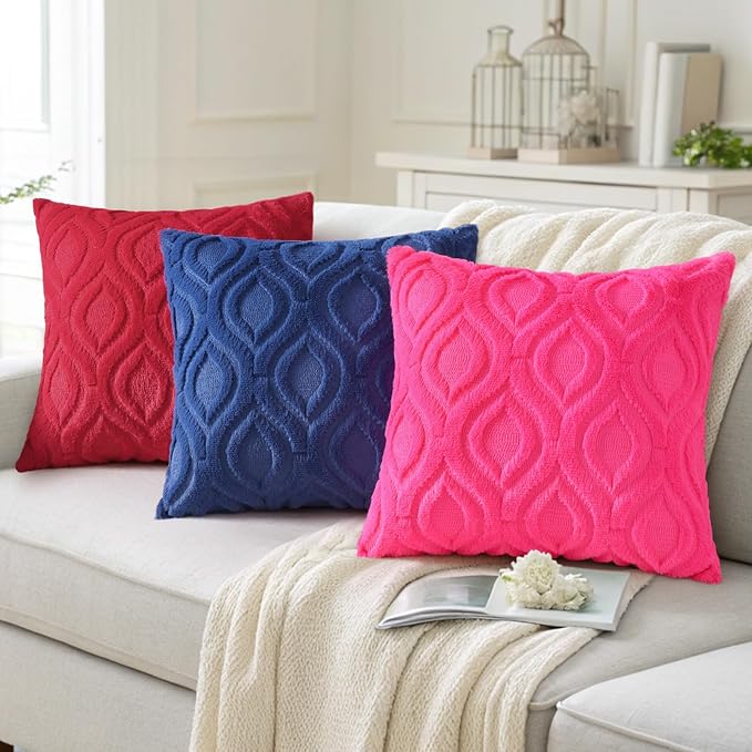 decorUhome Throw Pillow Covers 20x20 Inch Set of 2, Soft Plush Faux Wool Dark - Image 4
