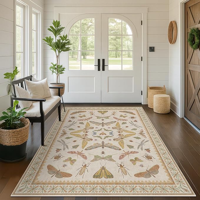Beige and Yellow 5x7 Boho Rug for Living Room - Image 3