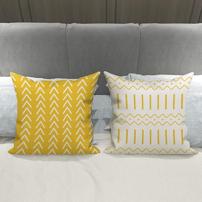 YCOLL Pillow Covers 16x16 Set of 4, Modern Sofa Throw Pillow Cover, Decorative - Image 4