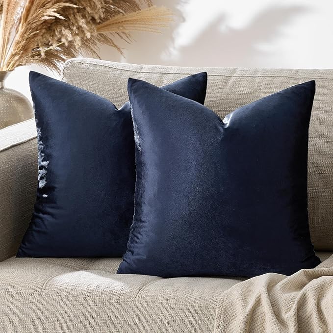 GIGIZAZA Navy Blue Velvet Pillow Covers 20x20, Square Solid Throw Pillow Covers - Image 6