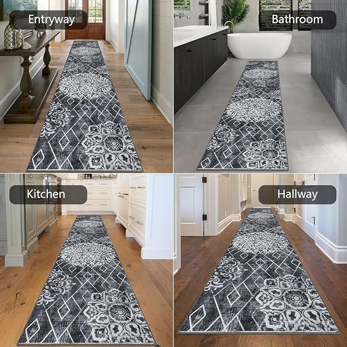 HEBE Hallway Runner Rug 2'8''x14' Washable Vintage Distressed Area Rugs Non - Image 6