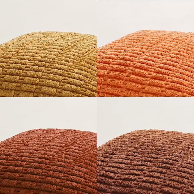 Fancy Homi Set of 4 Burnt Orange Fall Boho Decorative Throw Pillow Covers 26x26 - Image 5