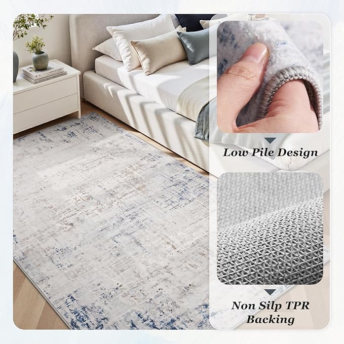 4 x 6 Area Rugs for Living Room, Machine Washable Non Slip Rug Ultra Soft Low - Image 3