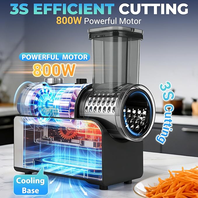 5-IN-1 Electric Cheese Grater, 800W Stainless Steel Electric Salad Machine - Image 3
