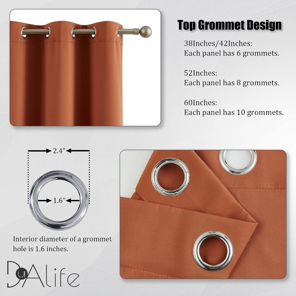 DUALIFE Blackout Curtains 84 Inch Length Thermal Insulated Dark Orange Room D...