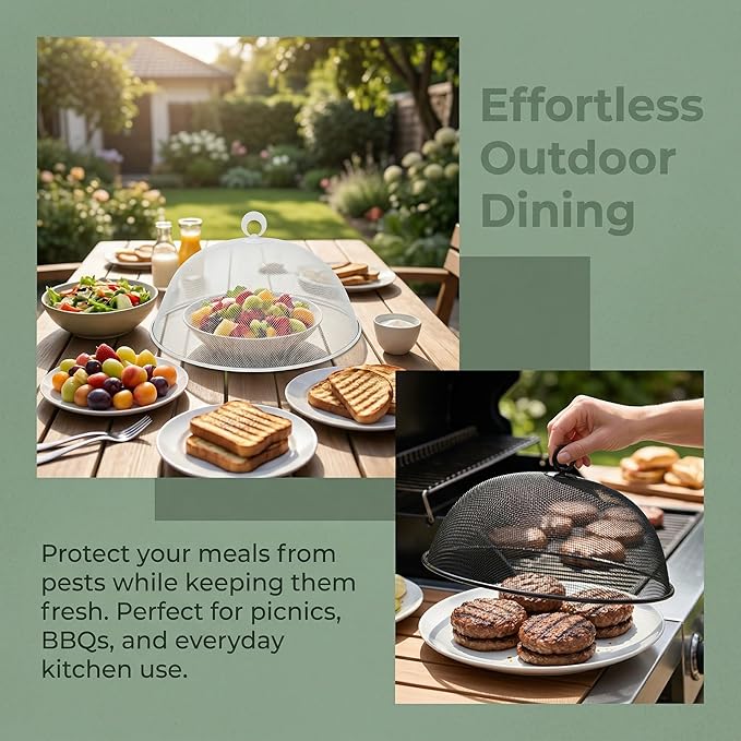 MAGICLULU 2-Pack Metal Mesh Food Covers, 11.8-Inch Net Dome Plate Fly Tents - Image 2
