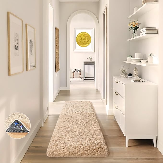 Ophanie Runner Rug for Hallway, 2x6 Upgrade Non-Slip Fluffy Soft Bedside Rugs by Ophanie