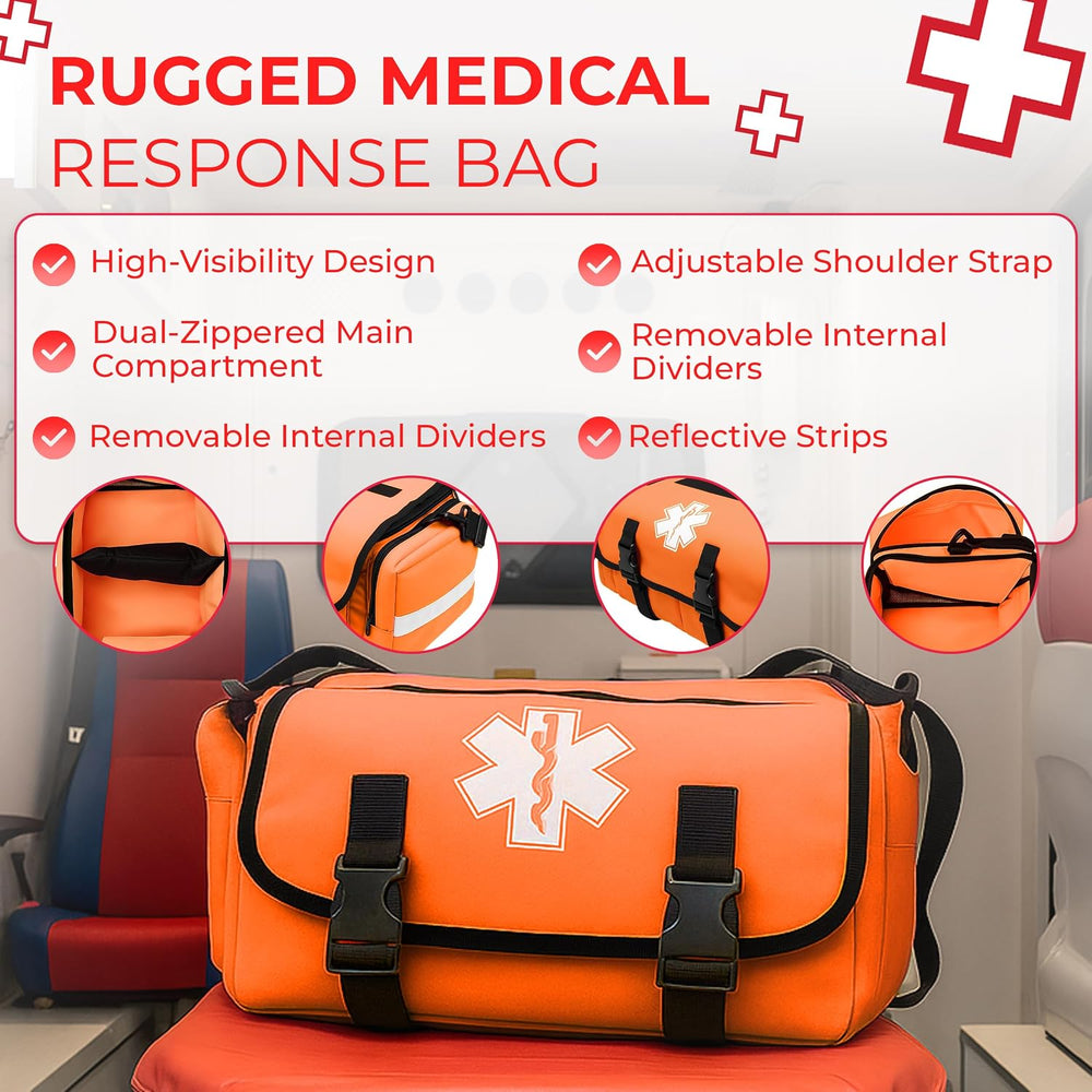 Fully Stocked EMT Trauma Bag – Tactical First Responder Medical Kit with Tour...