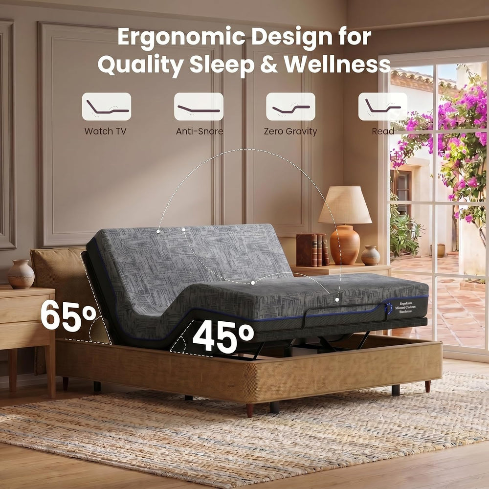 Marsail Adjustable Bed Frame Queen Electric Adjustable Bed Base with Remote&a...