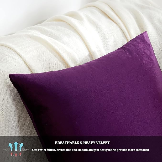 GIGIZAZA Purple Decorative Velvet Decorative 18x18 Throw Pillow Covers - Image 7