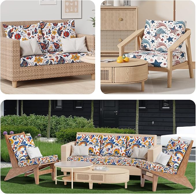 8Pcs Stretch Patio Cushion Covers, Outdoor Couch & Sofa Replacement Slipcovers - Image 8