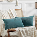 Fancy Homi 2 Packs Teal Lumbar Decorative Throw Pillow Covers 14x24 Inch by Fancy+Homi