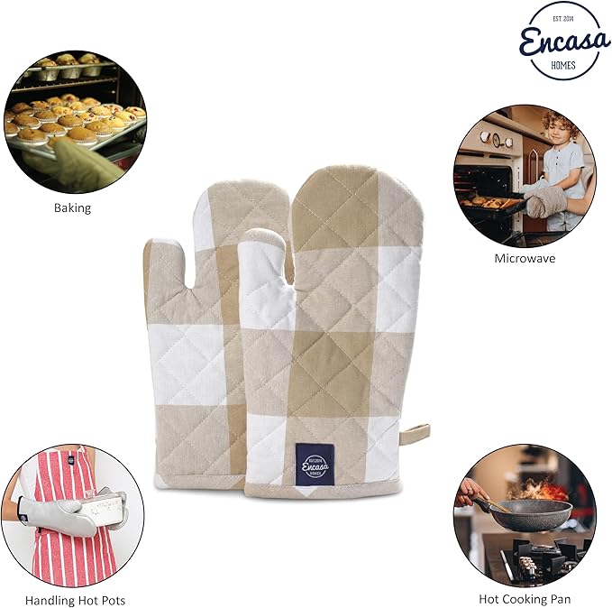 Encasa XO Long 12"x7" Oven Microwave Hand Gloves Mitts - Image 6