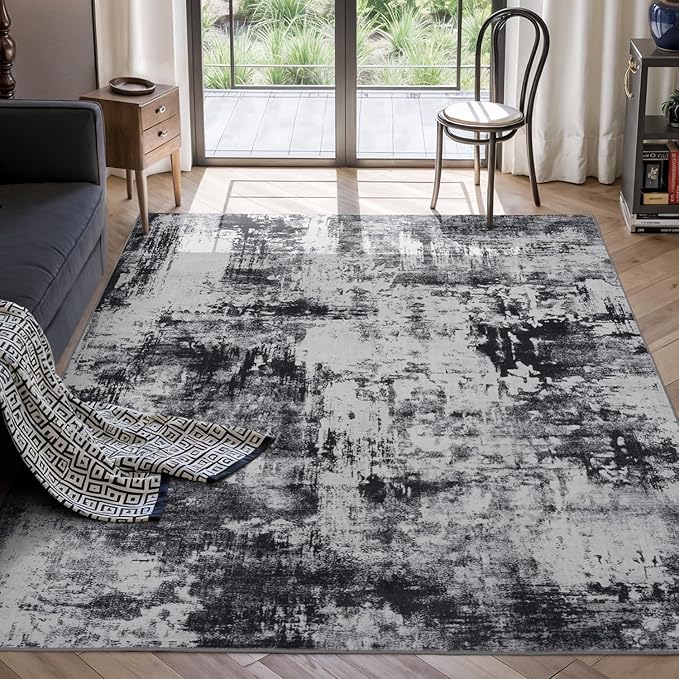 Rugflix 4x6 Area Rugs for Living Room, Washable Large Rug Stain-Resistant Low by RugflixAreaRugs