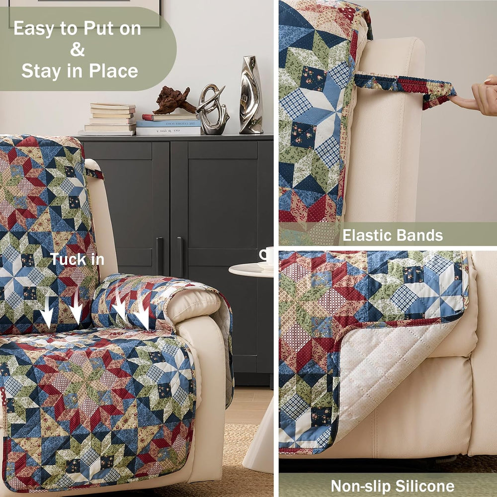 Patchwork Printed Recliner Chair Covers, Soft Quilted Lazy Boy Chair Covers, ...