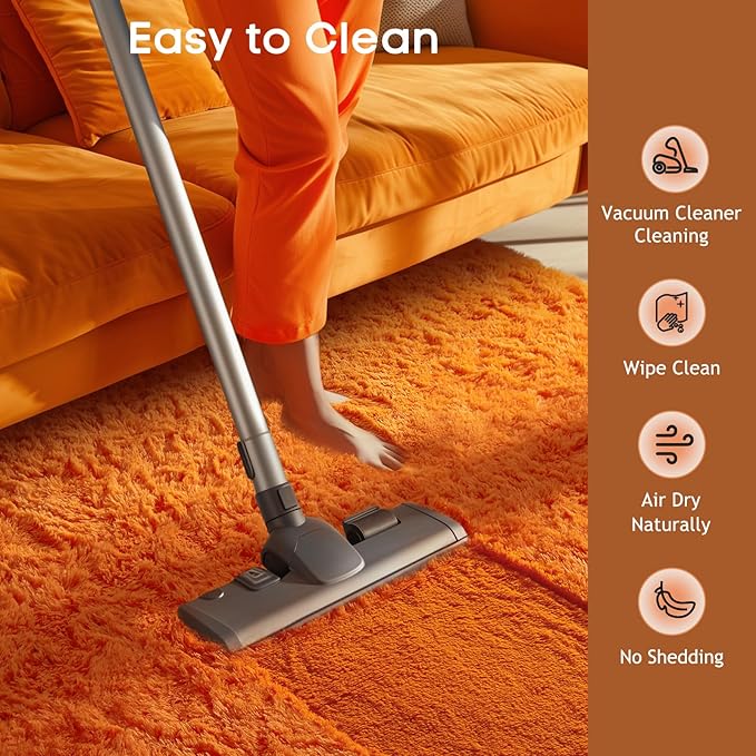 Ophanie Orange Fall Rugs for Bedroom Living Room, Fluffy Fuzzy Furry Carpet - Image 6