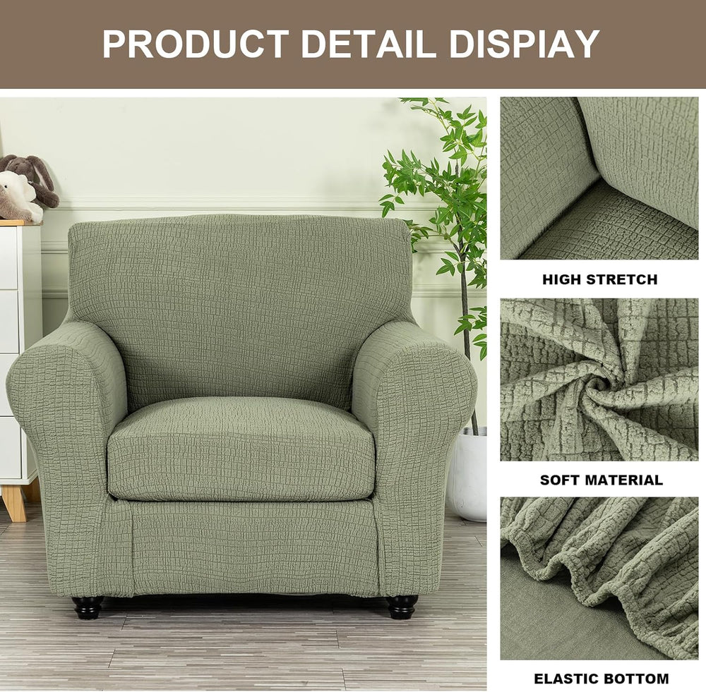 Sofa Cover Armchair Slipcover Chair Cover 2-Piece Couch Slipcover with Arms