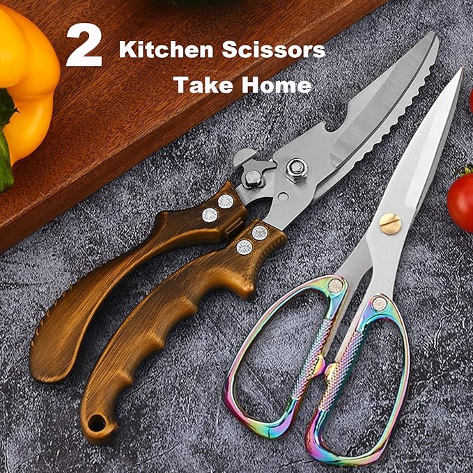 Poultry Shears 2-Pack, Heavy Duty Meat Scissors, Stainless Steel Spring Loaded - Image 7