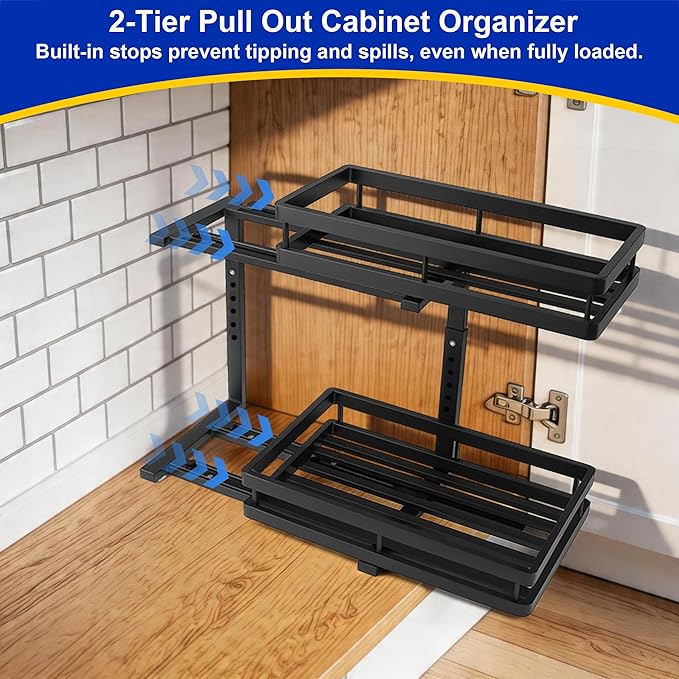 Under Sink Organizer, Dual-Rail Ball-Bearing, Under Kitchen Sink Organizer - Image 3