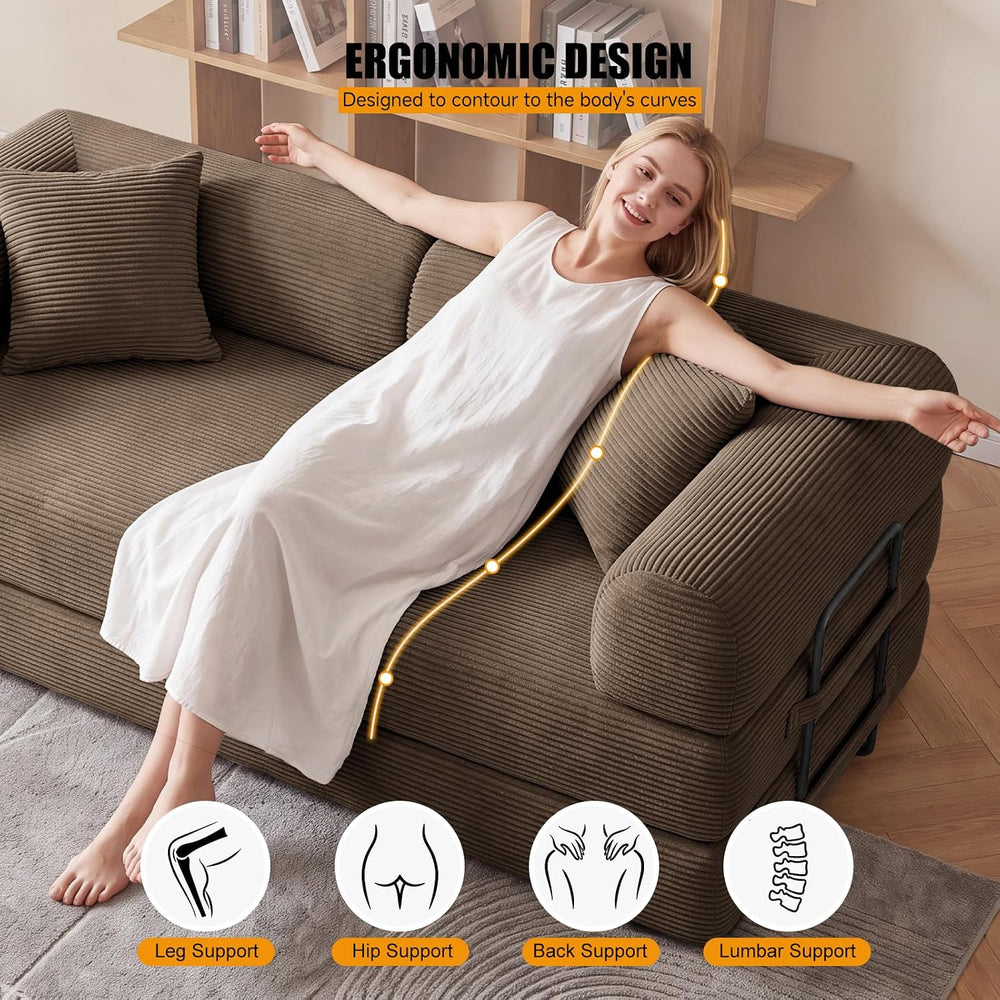 79" Convertible Sofa Bed Set, 4 in 1 Boneless Couch for Living Room