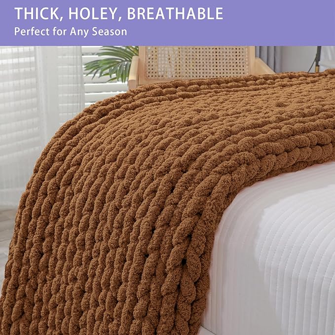 Bigacogo Chunky Knit Throw Blanket