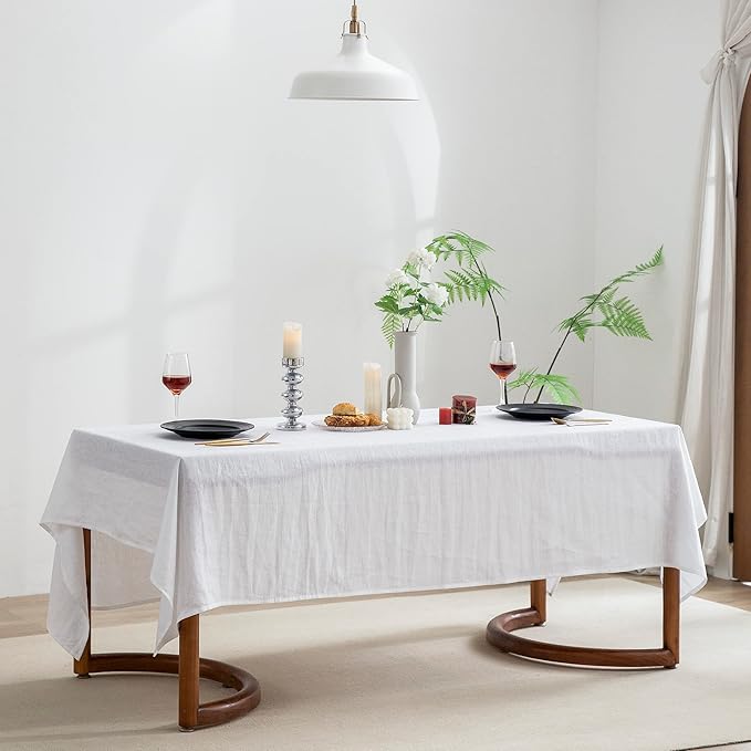 EVERLY 100% Pure Linen Rectangle Tablecloths 60x144Inches for Dining, Buffet ...