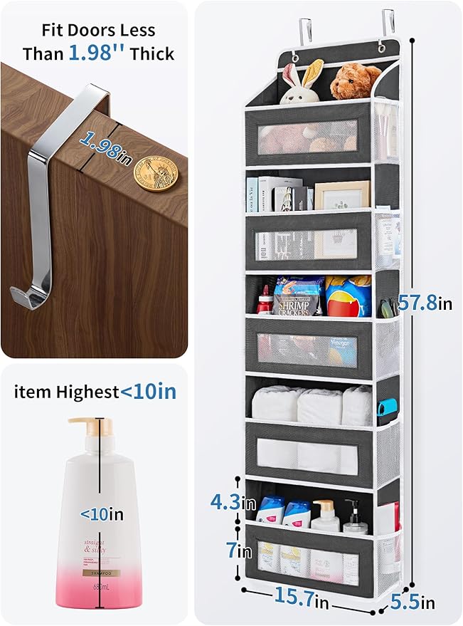 JARLINK Over the Door Organizer Storage, 5 Shelf Hanging Organizer - Image 3