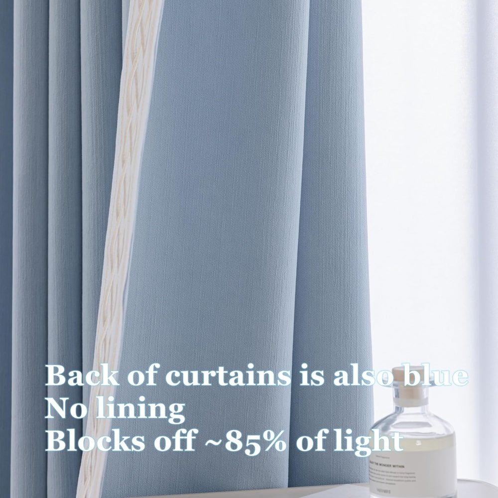 VisionaryHomeDesign X Kinsey Walsh Blue Cotton Blend Curtains 50Wx96L