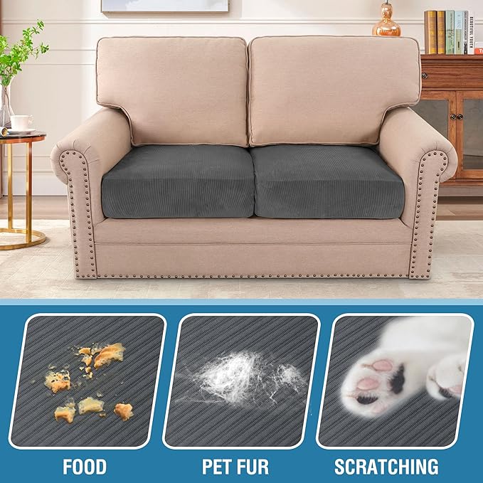 H.VERSAILTEX Velvet Stretch Couch Cushion Cover Plush Cushion Slipcover - Image 3