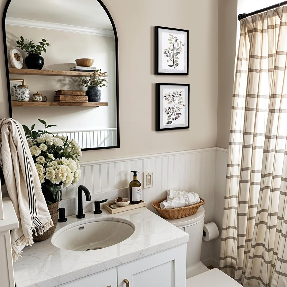 ArtbyHannah Framed Bathroom Wall Art Decor, 12x16'' Botanical Leaf Pr...