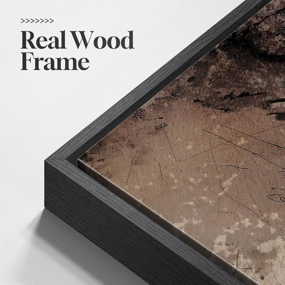 Extra Large Framed Neutral Brown Black Abstract Wall Art for Living Room