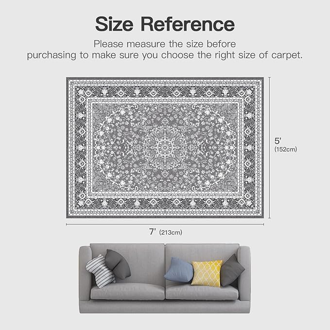 Lofus 5x7 Area Rugs for Living Room, Machine Washable Non-Slip Area Rug - Image 2