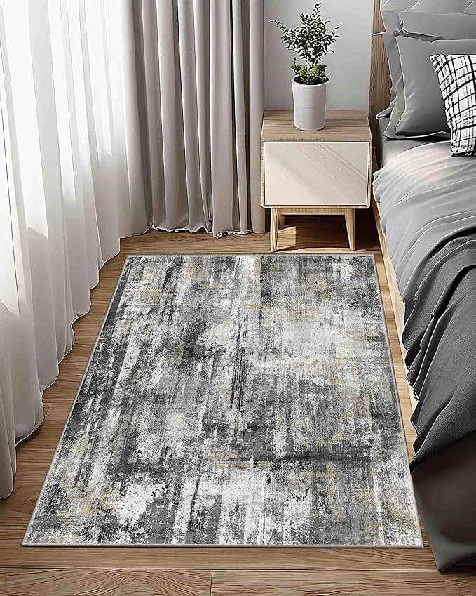 Latte&Fog 3x5 Entryway Rug, Vintage Washable Area Rug, Boho Non Slip Low Pile - Image 2