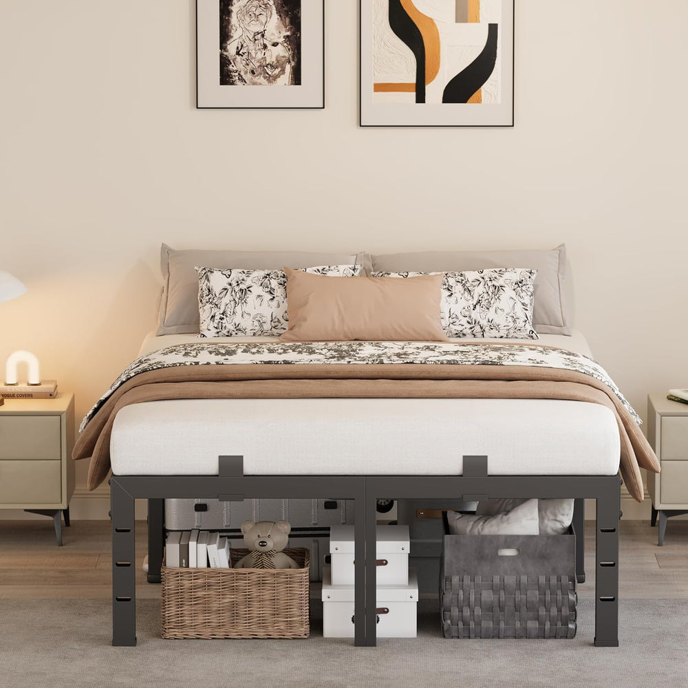 14 Inch Queen Bed Frame Heavy Duty, Upgrade Metal Steel Platform Black
