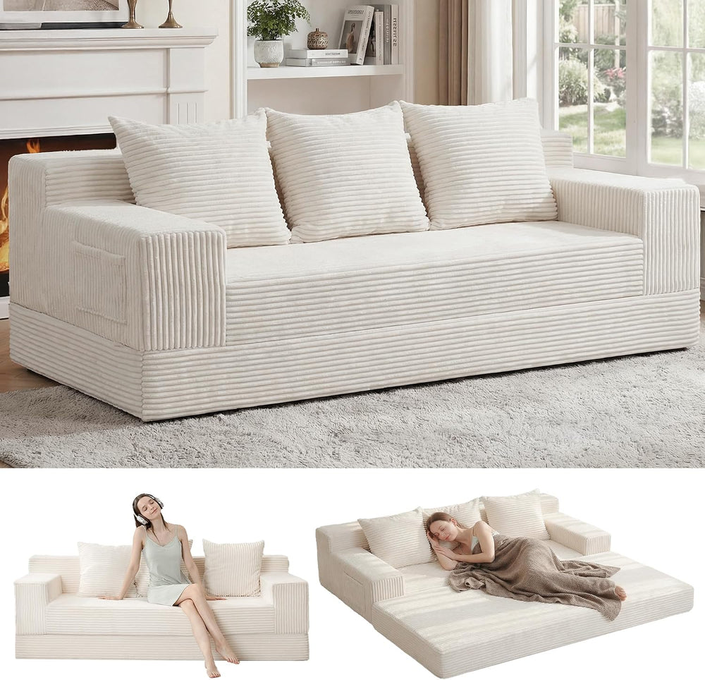 Erament Convertible Futon Sofa Bed Couch, 78'' Corduroy Folding Sofas...