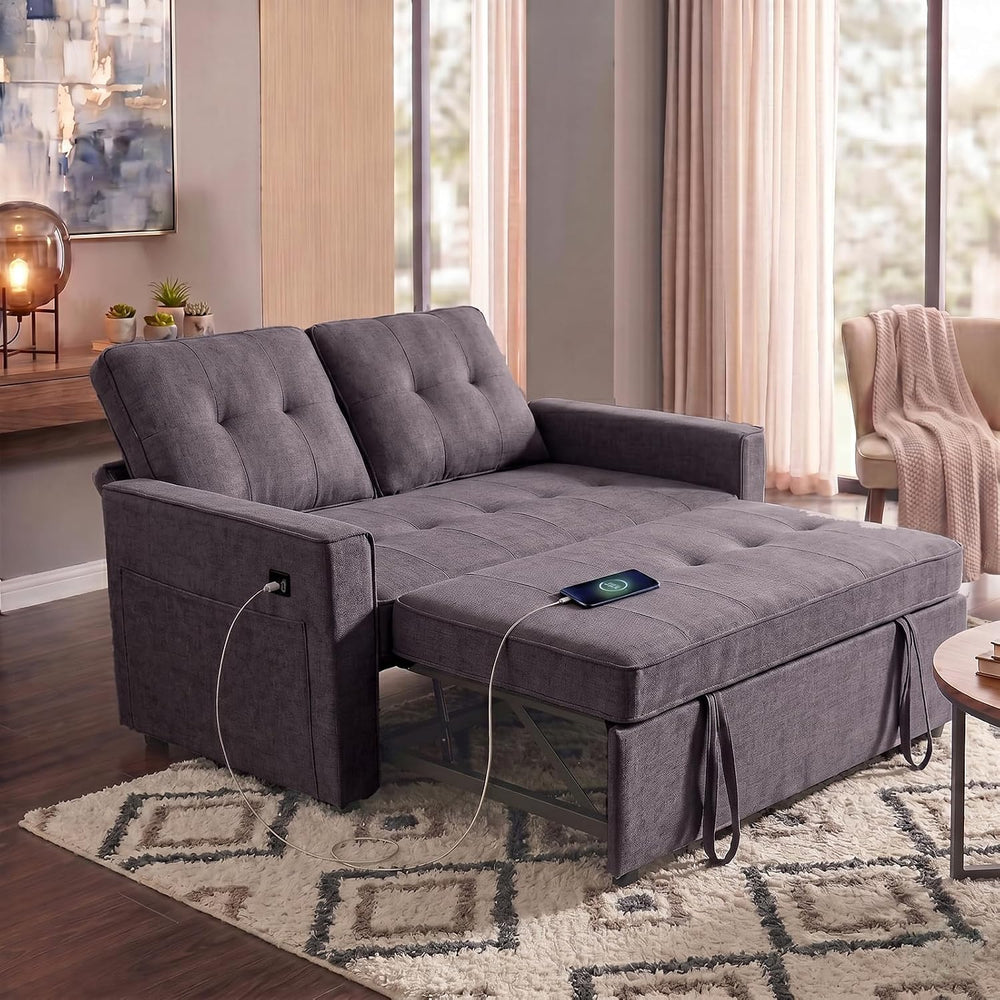 Actinidia 3 in 1 Convertible Sofa Bed, 53" Modern Loveseat Sleeper Sofa ...