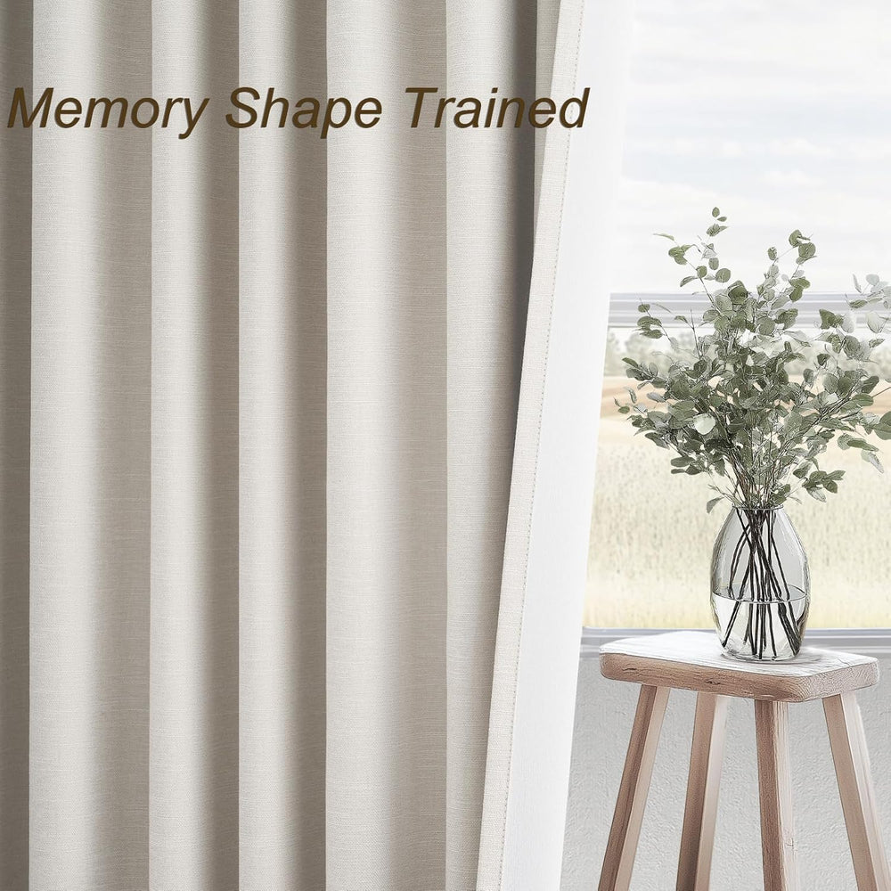 Topfinel Cream Linen Blackout Curtains 84 Inch Long for Bedroom Living Room, ...