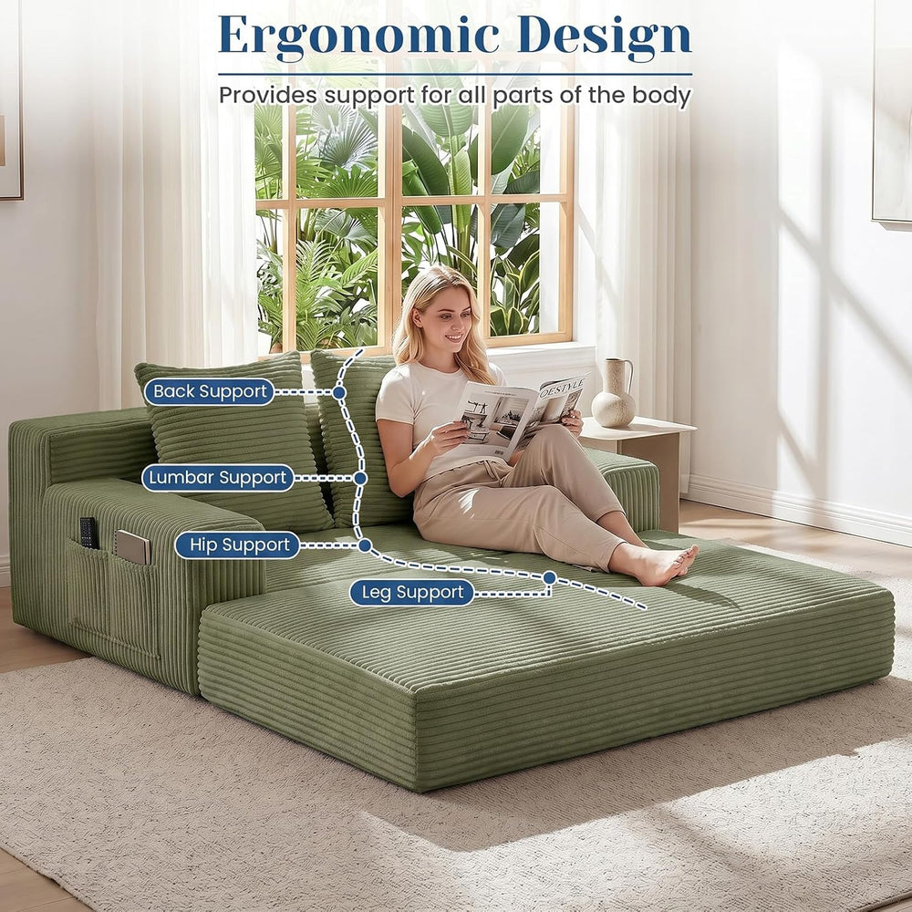 Convertible Sofa Bed,Small Boneless Couch & Boneless Loveseat,Pull Out Co...