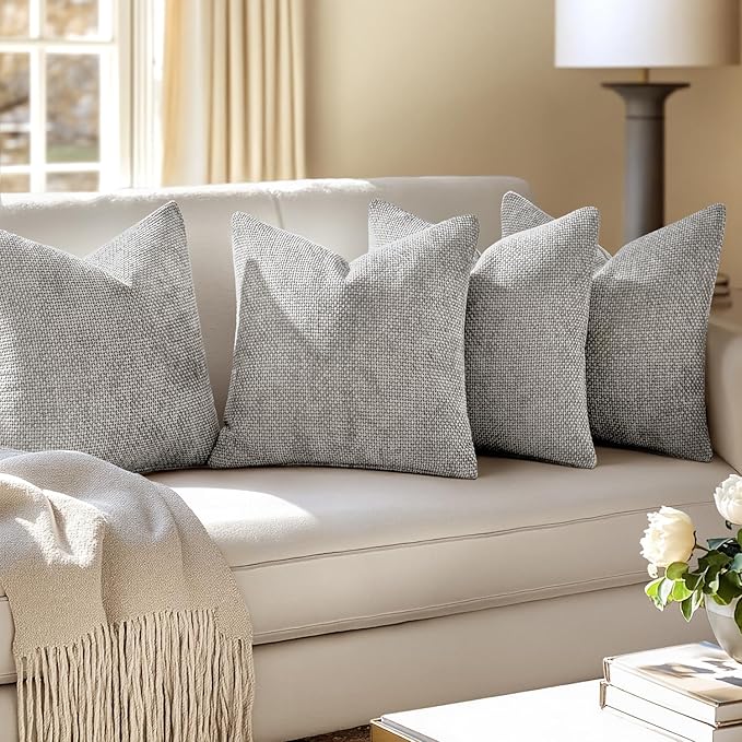 MIULEE Pack of 4 Couch Throw Pillow Covers 20x20 Inch Light Gray Soft - Image 5