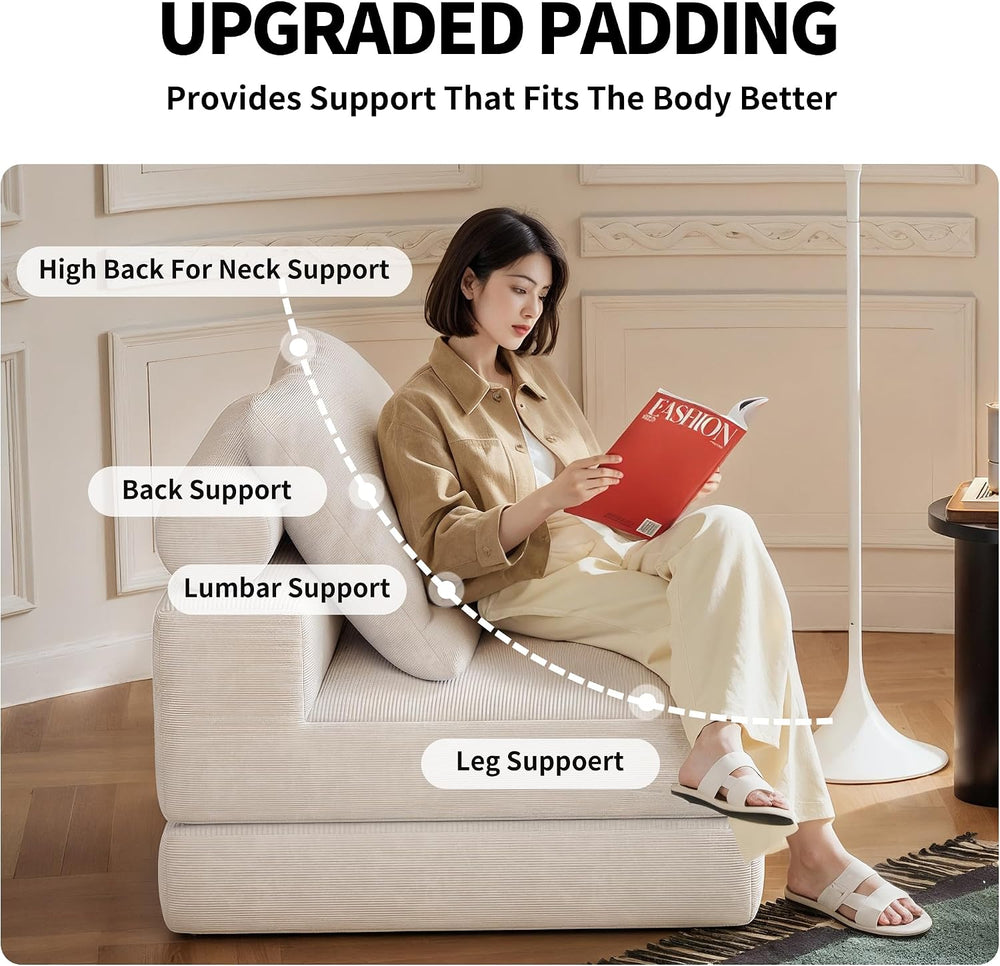 Folding Sofa Bed, 3-in-1 Convertible Sleeper Chair Bed with Pillows, Foldable...